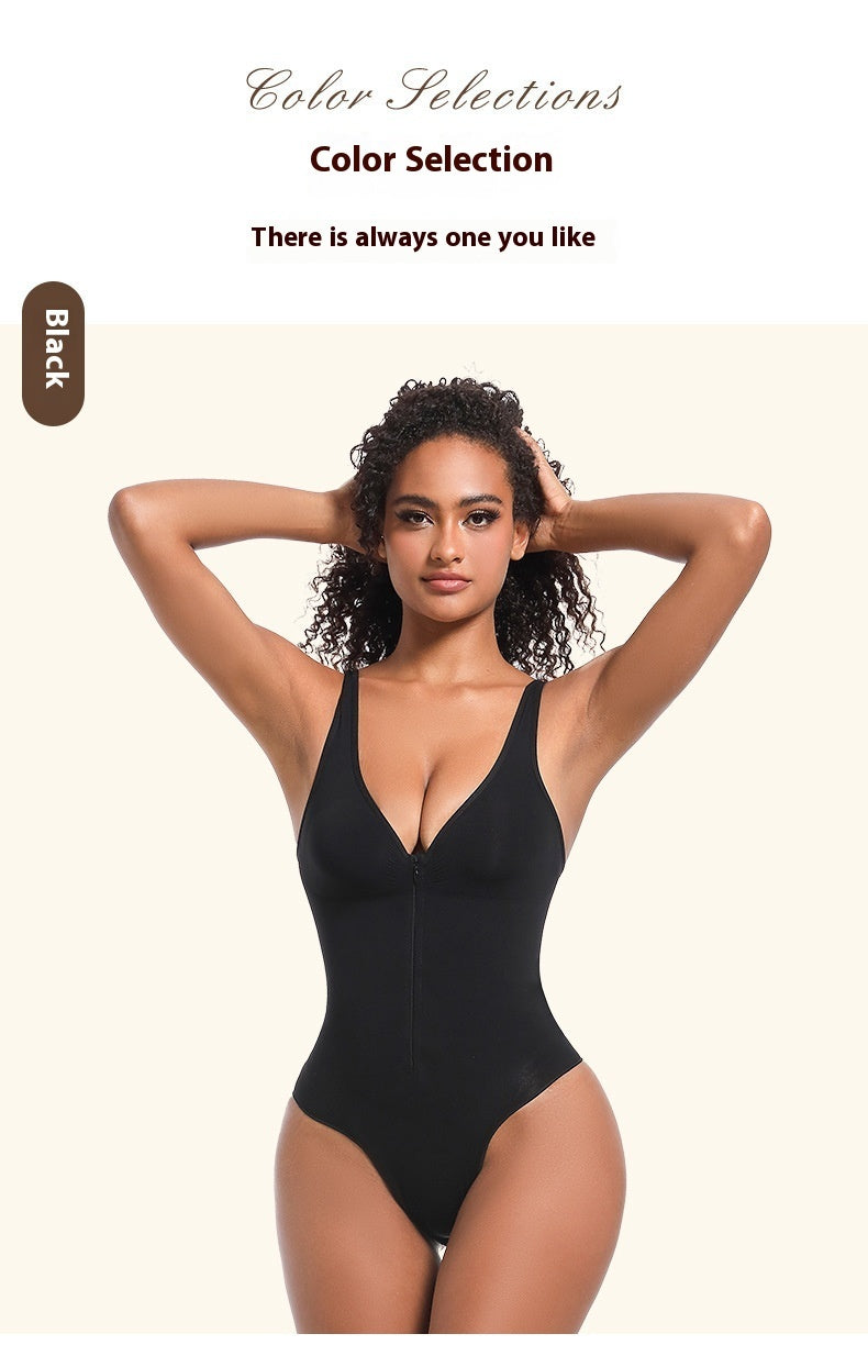 Seamless Shaping Strong Belly Contracting Sling One Piece Underwear Zipper Backless